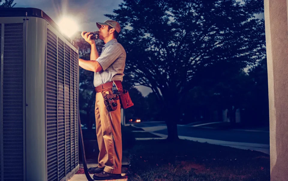 HVAC technician preparing for emergency AC repair DFW