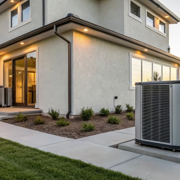 A heat pump system for home heating and cooling.