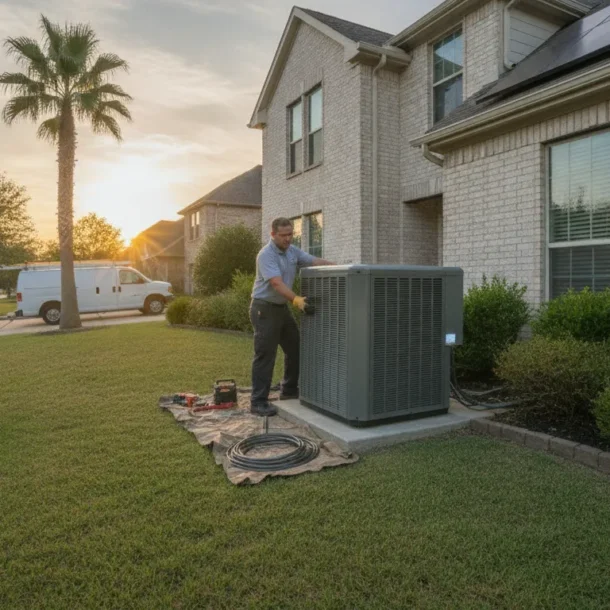 Carrier heat pump installation at a Texas home