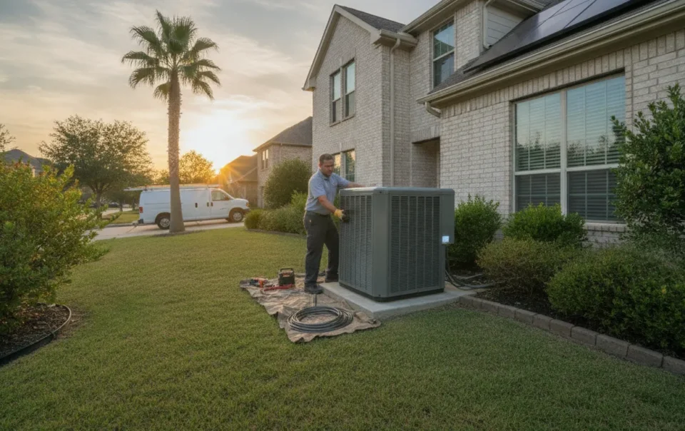 Carrier heat pump installation at a Texas home