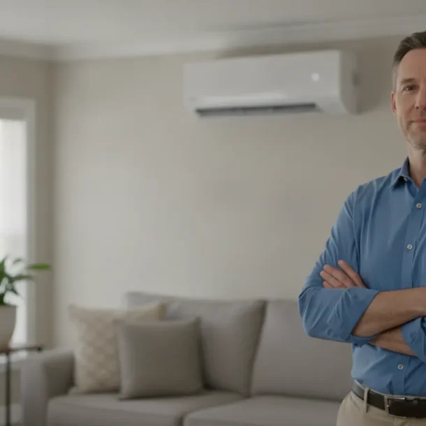 DFW homeowner checking a blank wall thermostat